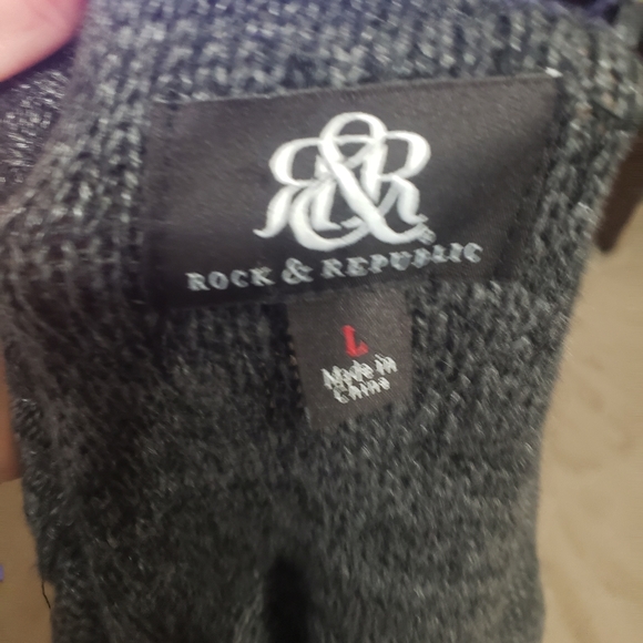 Rock & Republic L marled grey button details chest & side pockets zipup … - Picture 9 of 10